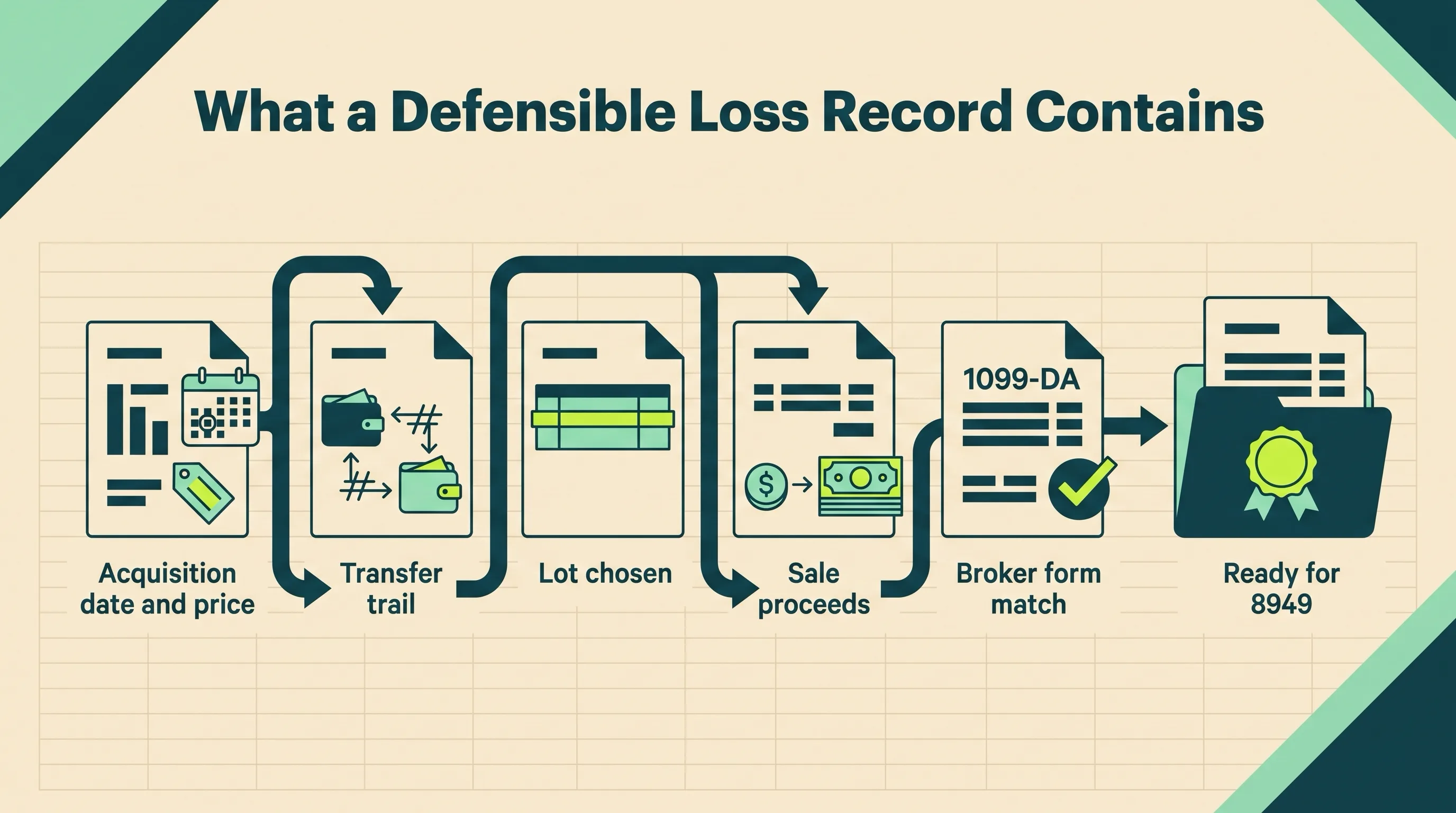 Exchange proceeds, wallet cost basis, and on-chain evidence converging into a verified loss record