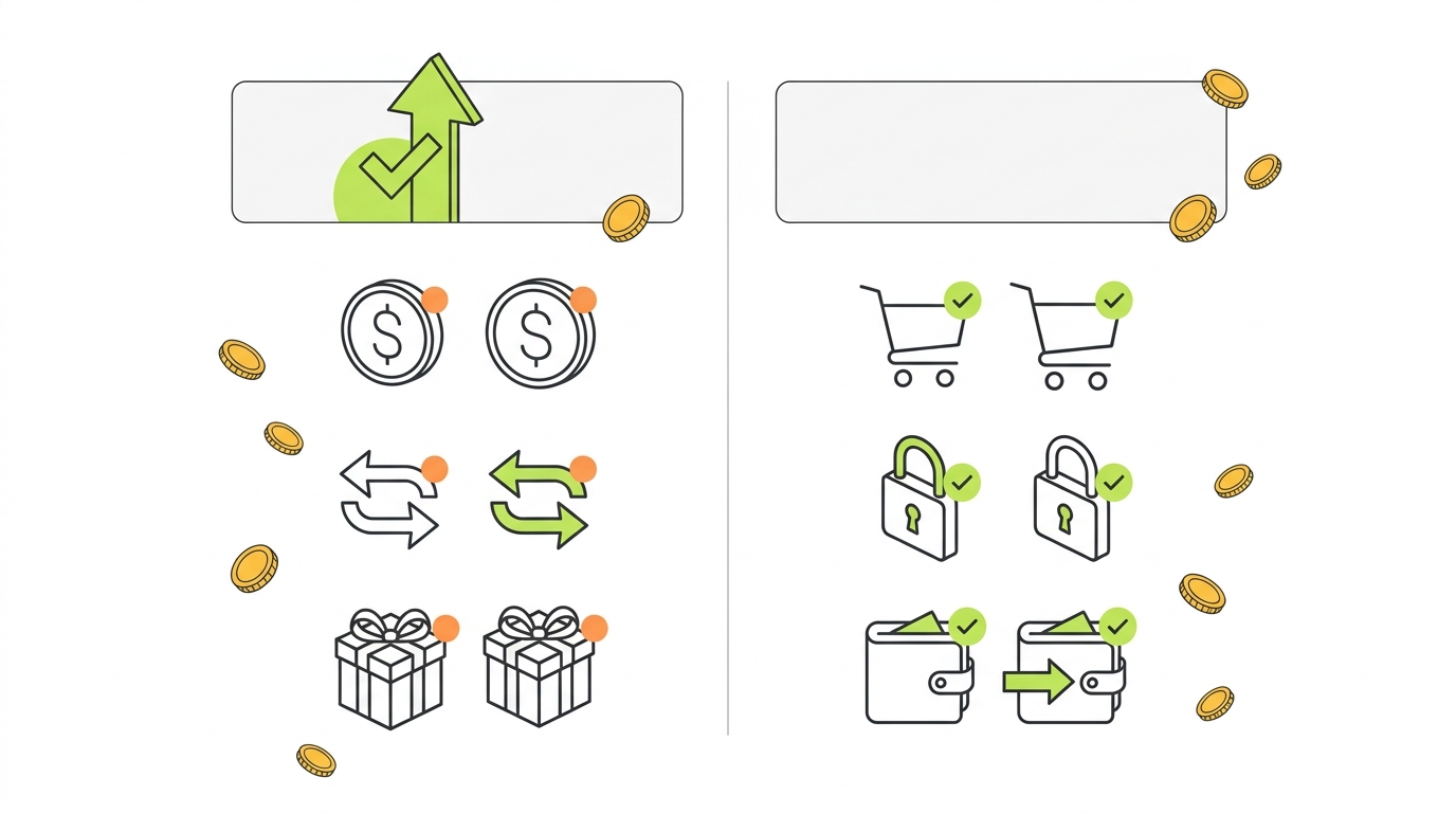 Comparison of taxable Robinhood crypto events like selling, converting, and rewards versus non-taxable events like buying, holding, and transfers to your own wallet