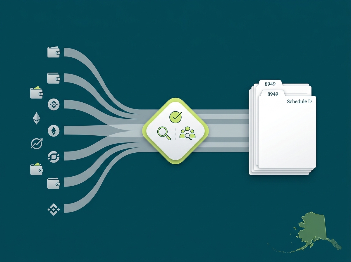 Alaska crypto tax service specialist flow illustration