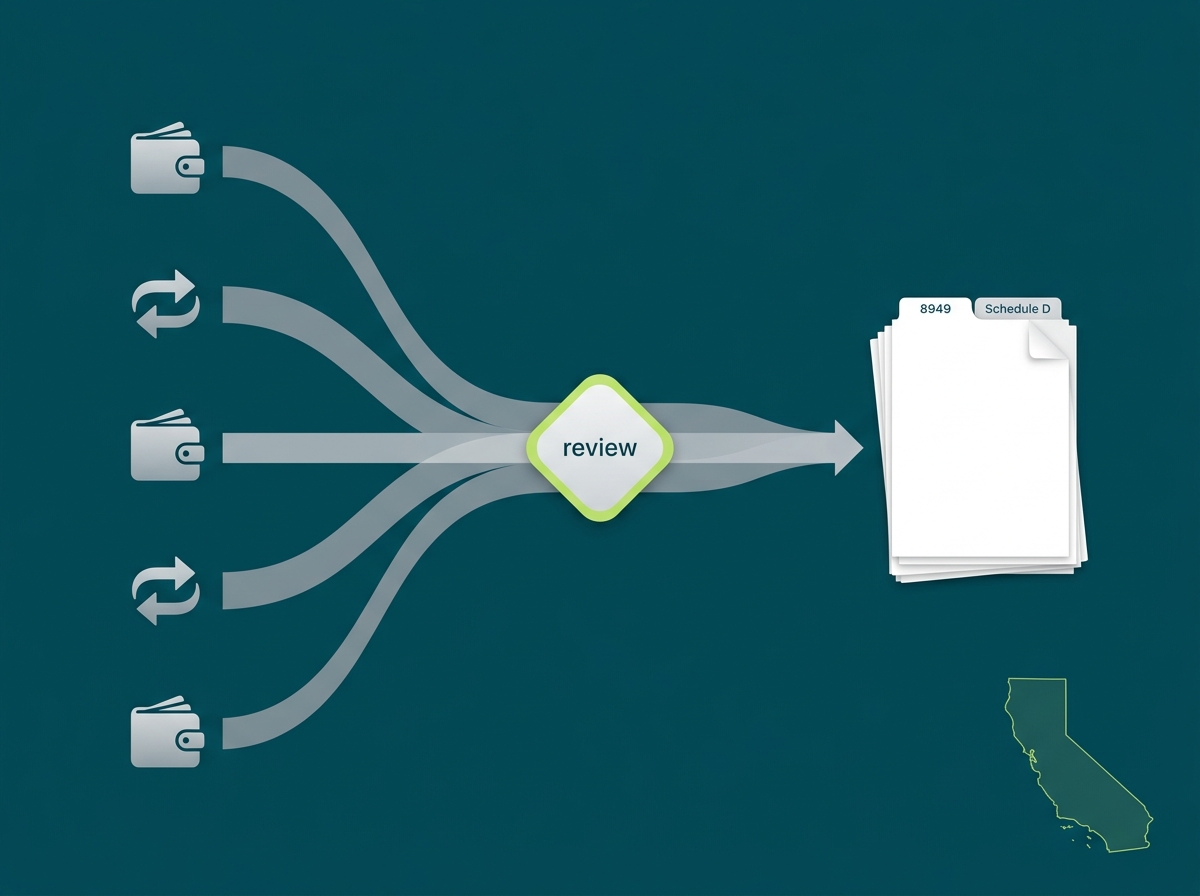 California crypto tax service specialist flow illustration