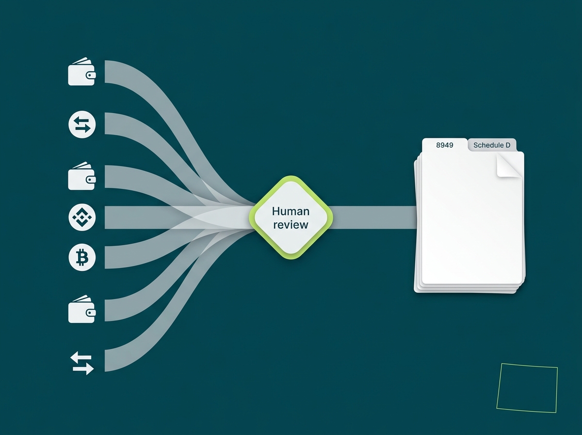 Colorado crypto tax service specialist flow illustration