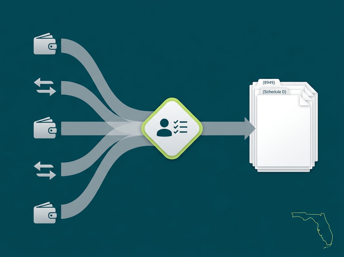 Florida crypto tax service specialist flow illustration