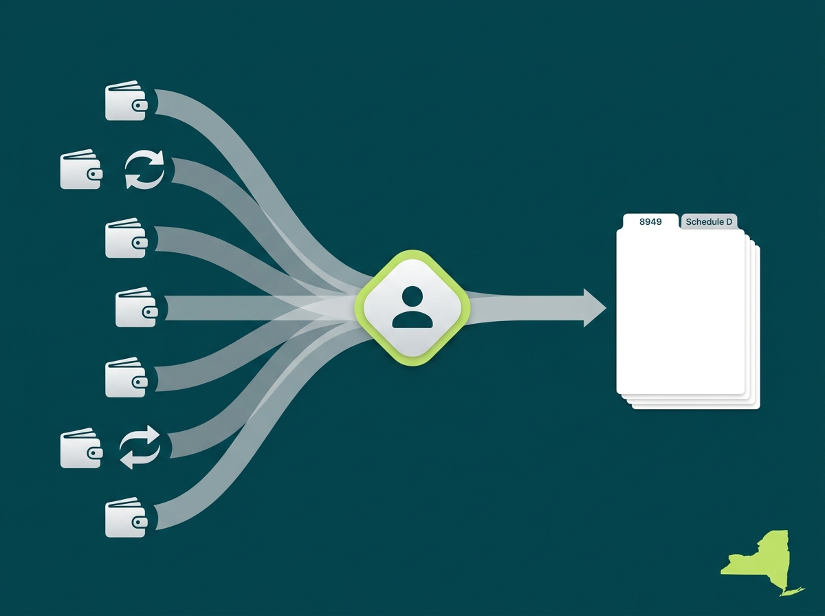 New York crypto tax service specialist flow illustration