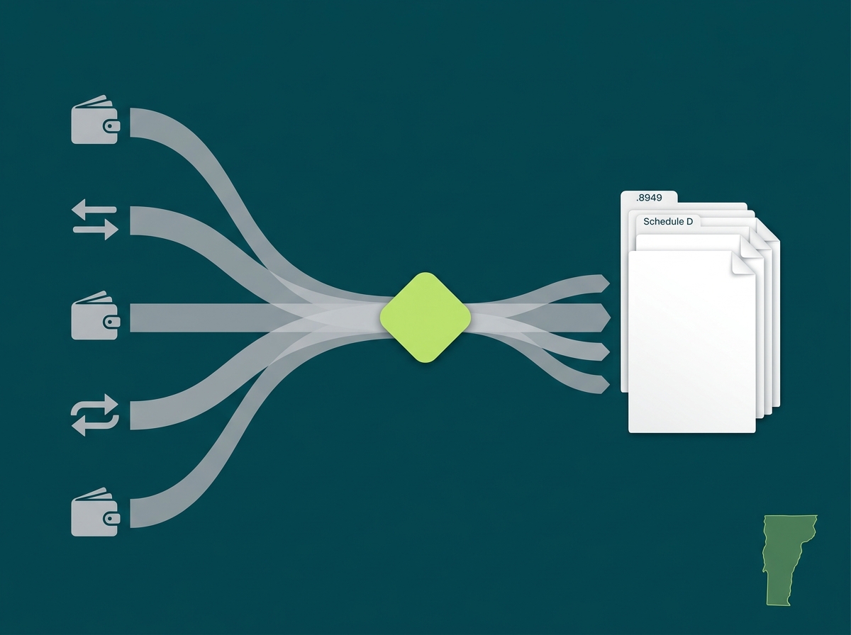 Vermont crypto tax service specialist flow illustration