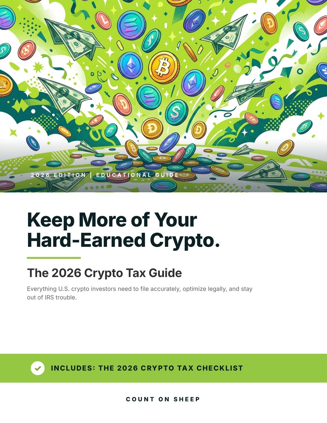The 2026 Crypto Tax Guide cover. Keep More of Your Hard-Earned Crypto.