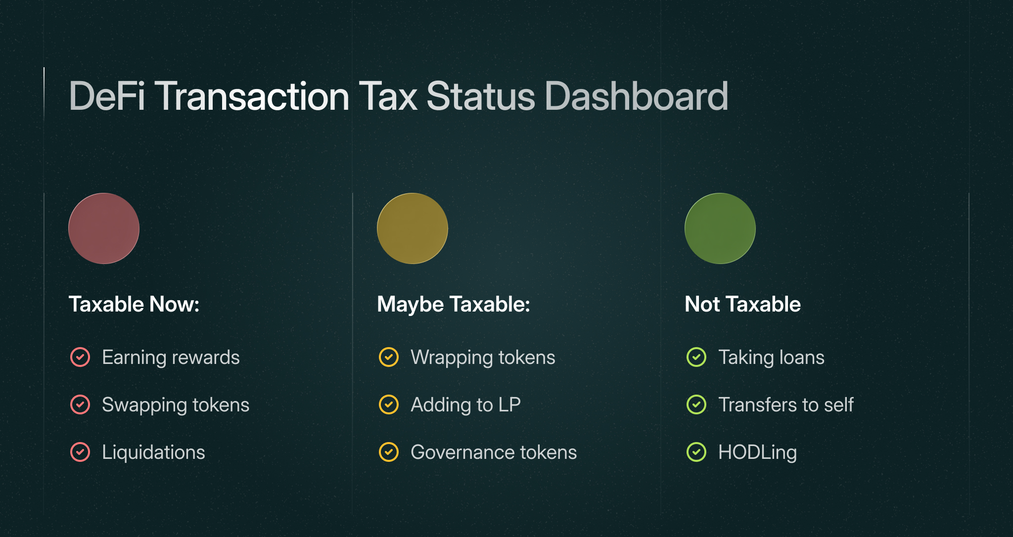 defi transcation tax status dashboard